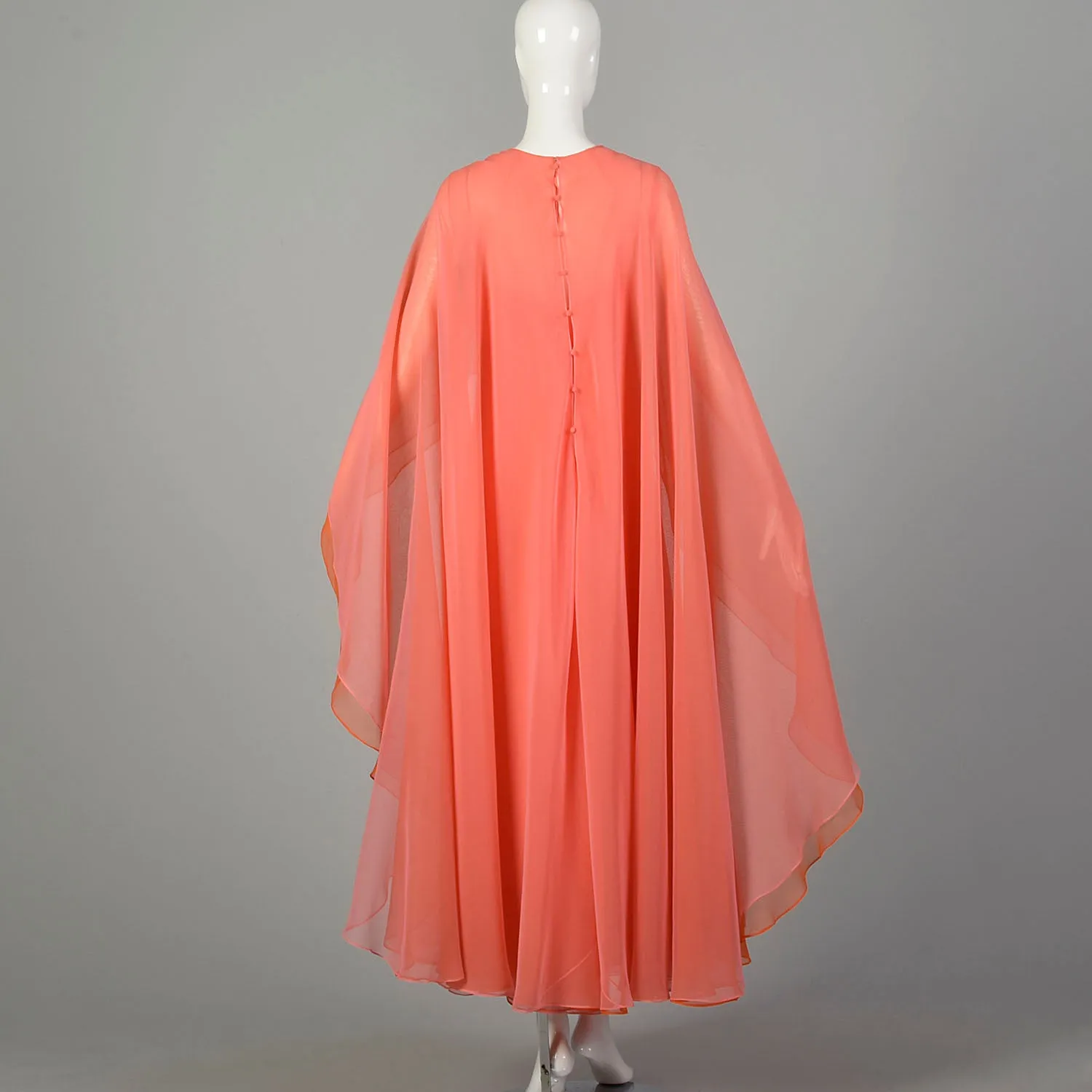 Medium 1970s Malcolm Starr Evening Gown Bohemian Formal Hollywood Glamorous Flowy Elegant Cape