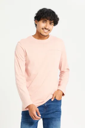 Men Pink Long Sleeves T-Shirt