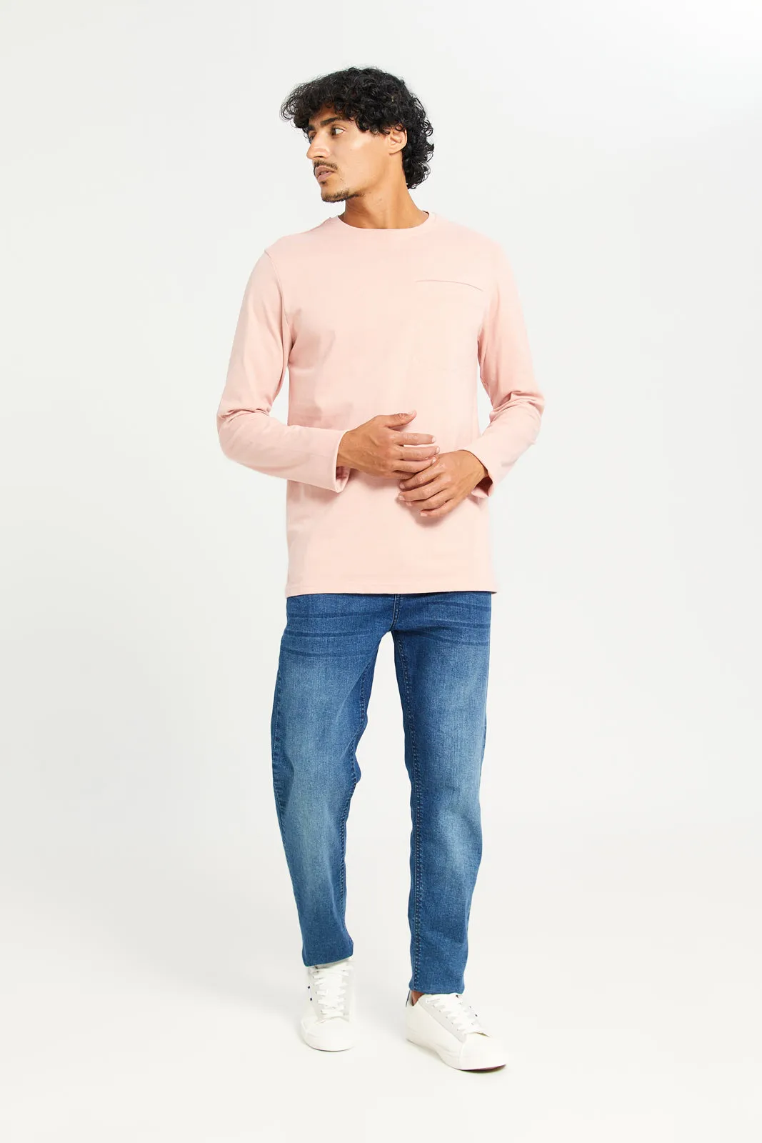 Men Pink Long Sleeves T-Shirt