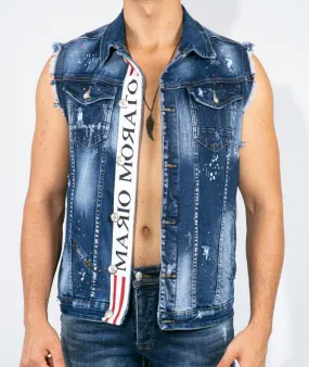 Men's Denim Vest Hand Crafted in Europe by Mario Morato | 2332 INDIGO