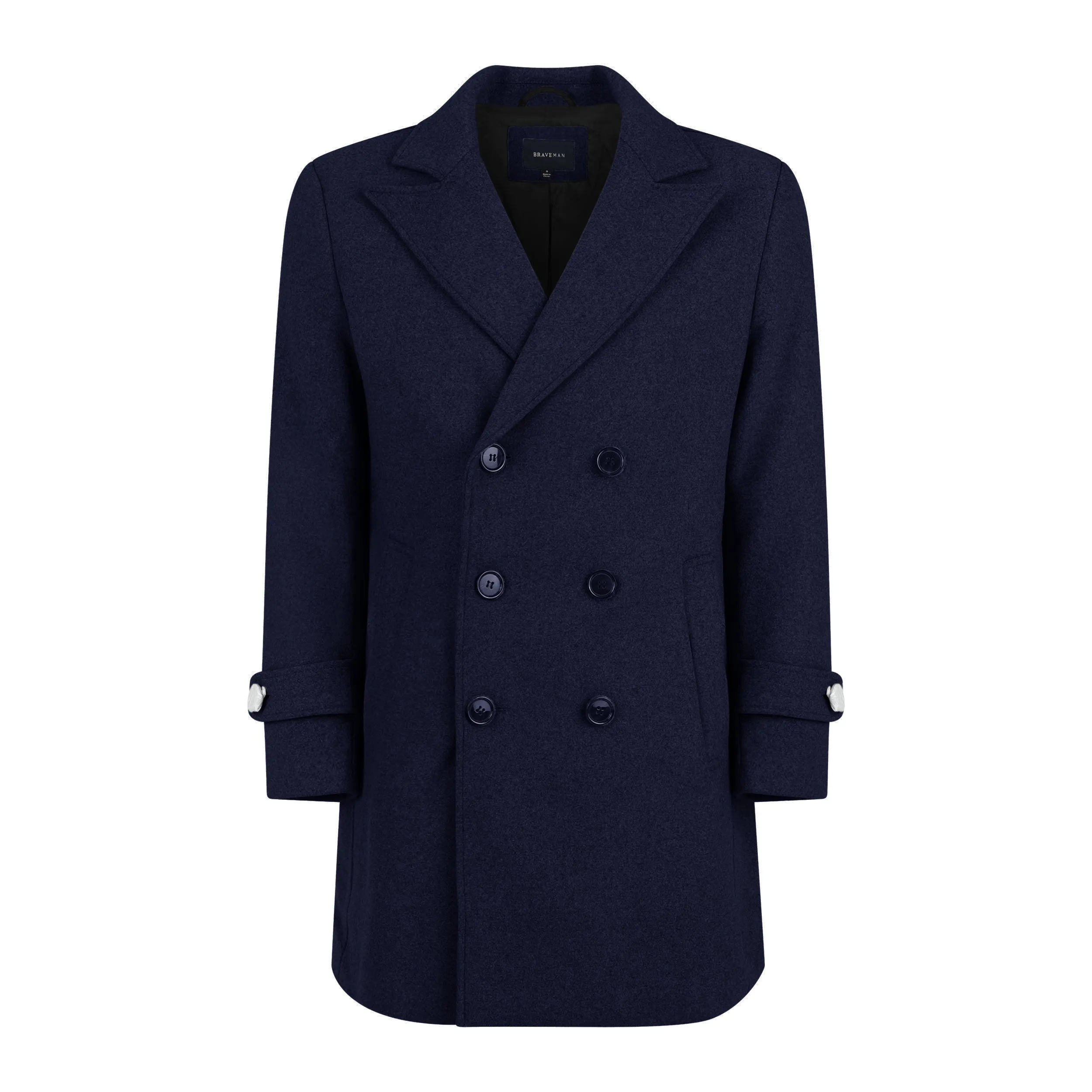 Men's Double Breasted Pea Coat Wool Blend Dress Jacket Peacoat