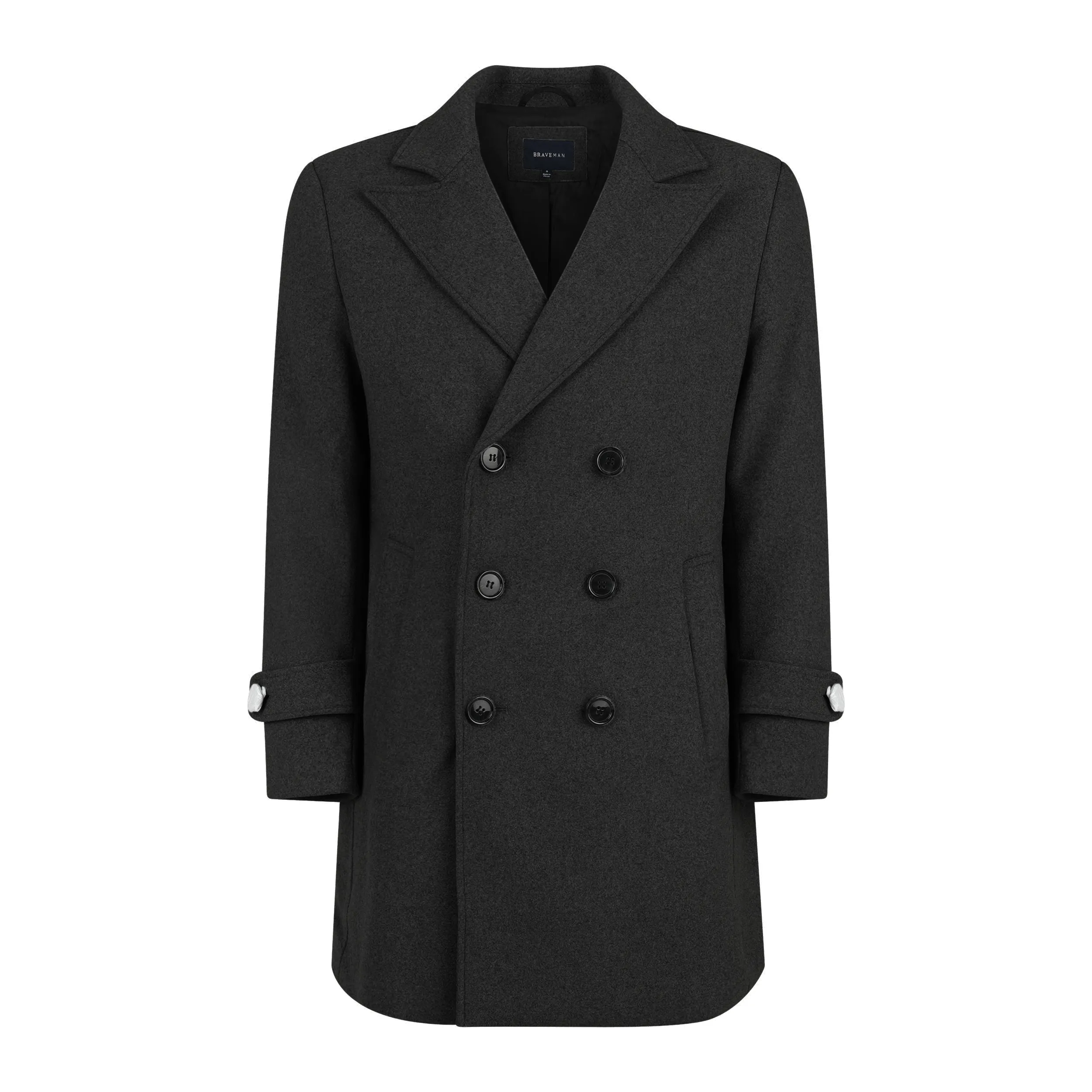 Men's Double Breasted Pea Coat Wool Blend Dress Jacket Peacoat