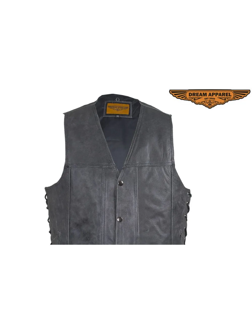 Men's Gray Club Vest with Concealed Carry Pockets & Side Laces