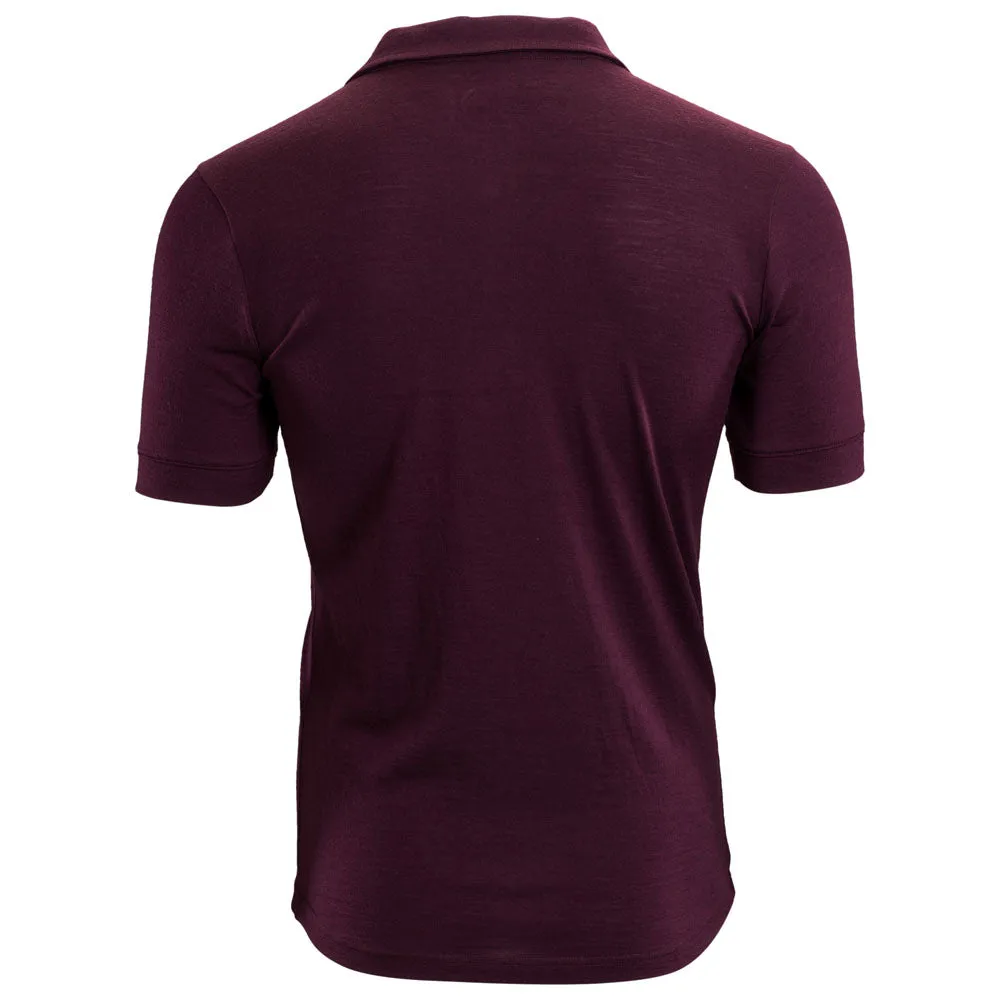 Mens Merino 180 Short Sleeve Polo Shirt (Wine)