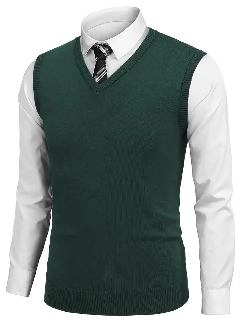 Men's Sleeveless Sweater Vest Lightweight V-Neck Vest Pullover