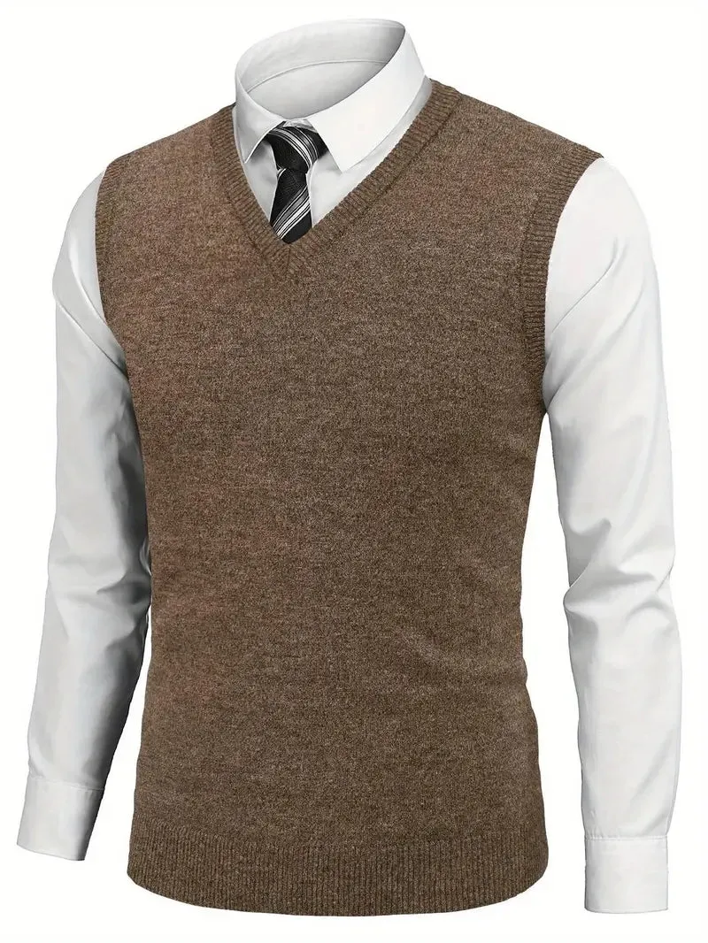 Men's Sleeveless Sweater Vest Lightweight V-Neck Vest Pullover