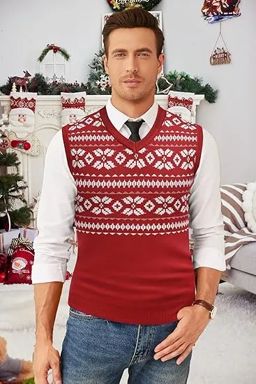 Men's Sleeveless Sweater Vest Lightweight V-Neck Vest Pullover