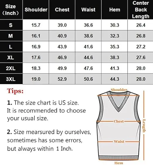 Men's Sleeveless Sweater Vest Lightweight V-Neck Vest Pullover