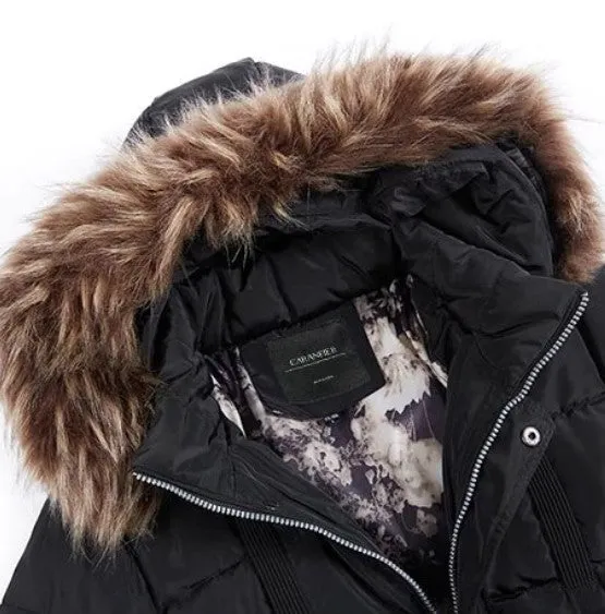 Men's Winter Warm Hooded Padded Quilted Long Parka