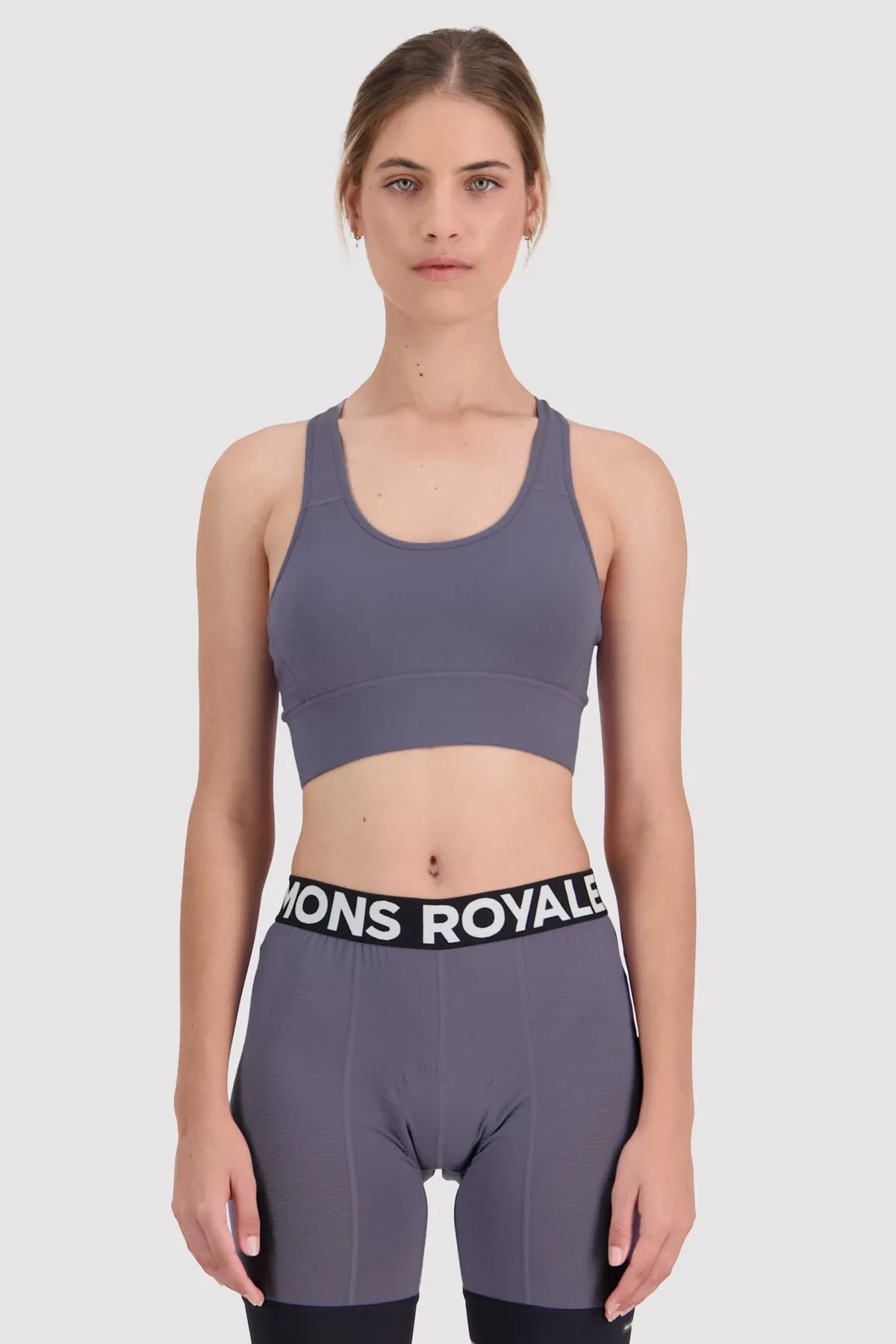 Mons Royale Women&#x27;s Stratos Merino Shirt Sports Bra Shark | Buy Mons Royale Women&#x27;s Stratos Merino Shirt Sports Bra Shark here | Outnorth