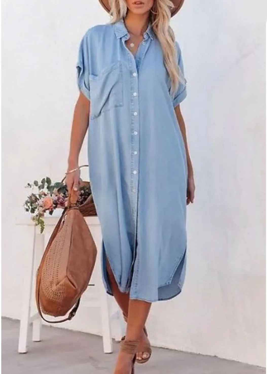 Morning Glory, Shirt Dress, Midi Dress, Pale Blue Chambray