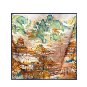 Mulberry Silk 14 Momme Square Scarf Cloud Pavilion 108x108 cm