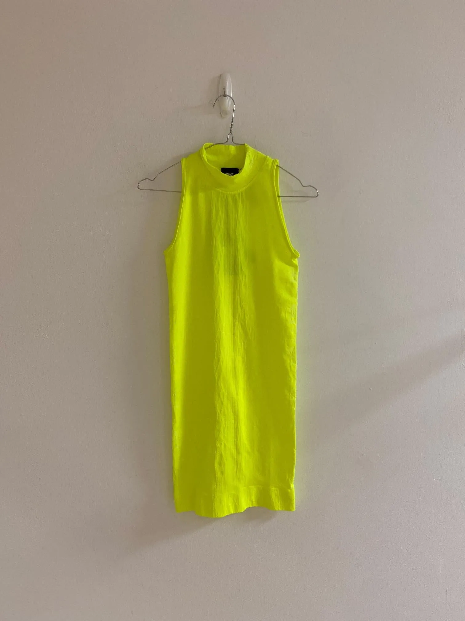 Neon Yellow Bodycon Mini Dress, Nike, Size 6 (Nylon, Elastane, Polyester)