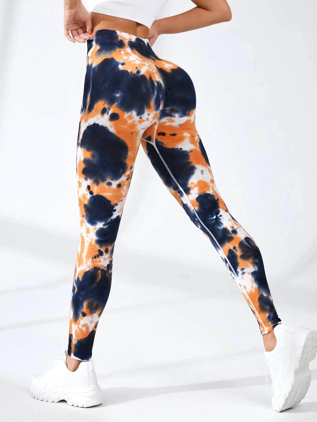 New Tie Dyed Peach Hip Yoga Pants Quick Dry Tight High Waist Semaless Leggings Hip Lifting Running Outdoor Fitness Pants