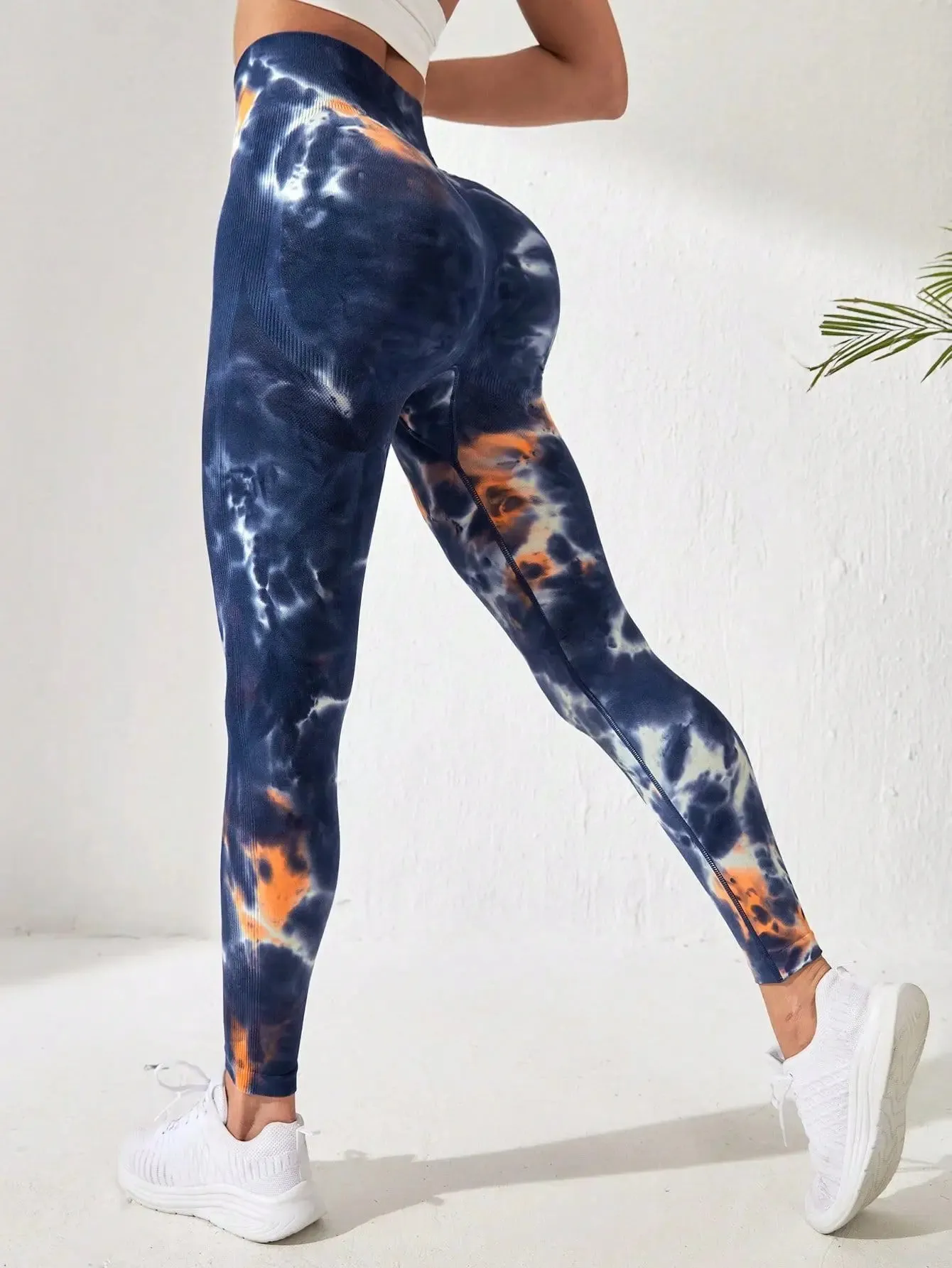 New Tie Dyed Peach Hip Yoga Pants Quick Dry Tight High Waist Semaless Leggings Hip Lifting Running Outdoor Fitness Pants