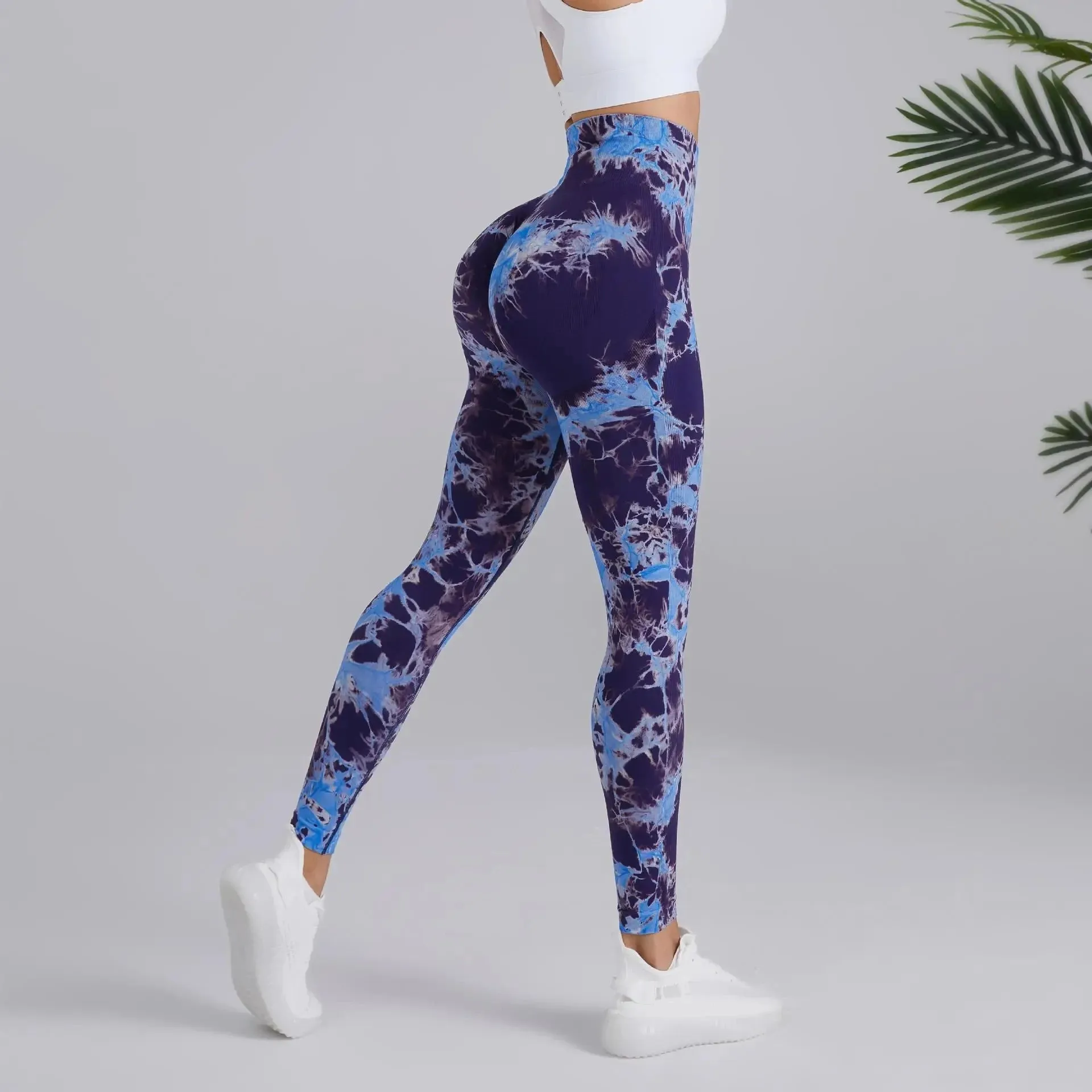 New Tie Dyed Peach Hip Yoga Pants Quick Dry Tight High Waist Semaless Leggings Hip Lifting Running Outdoor Fitness Pants