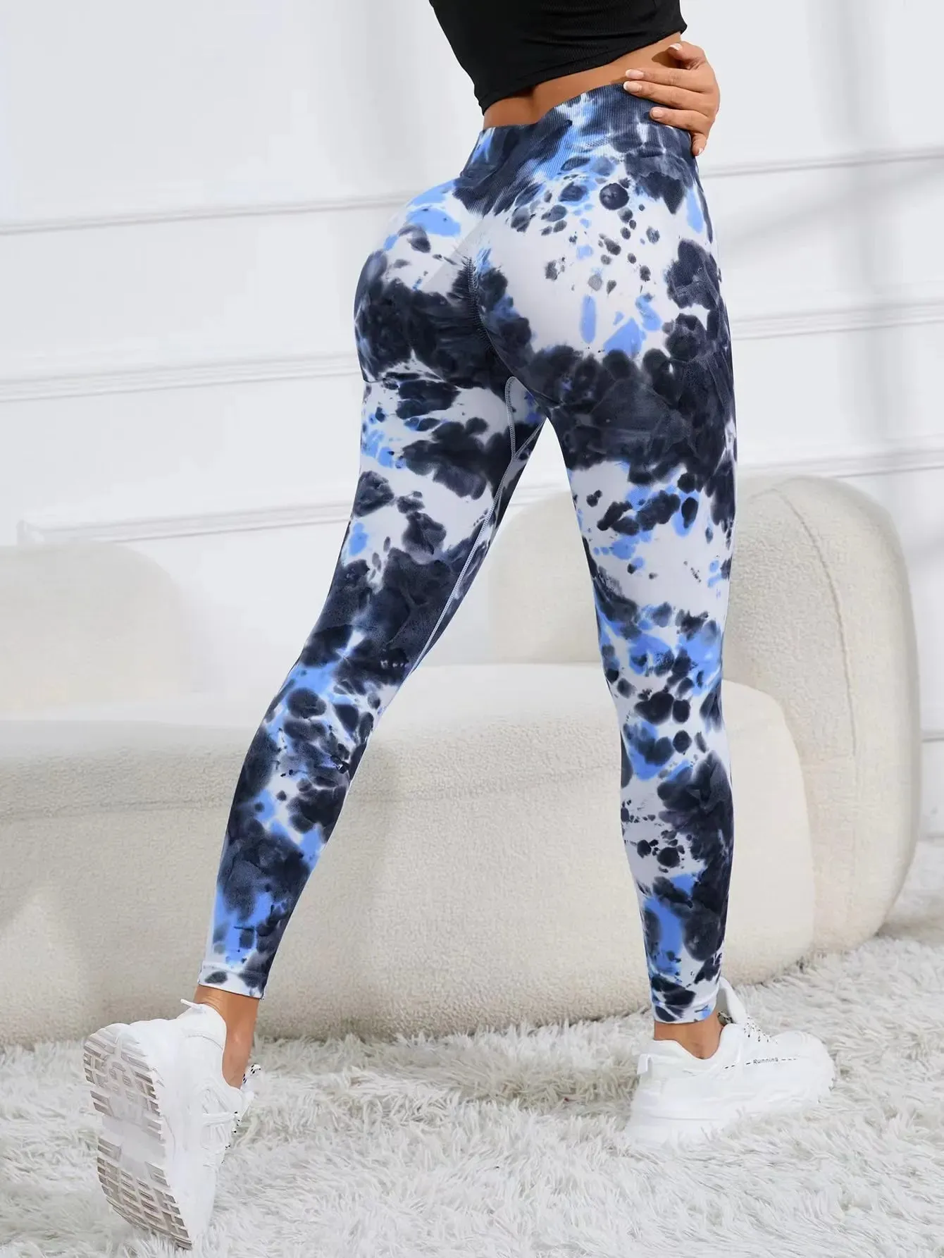 New Tie Dyed Peach Hip Yoga Pants Quick Dry Tight High Waist Semaless Leggings Hip Lifting Running Outdoor Fitness Pants