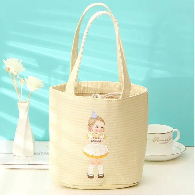 Newest 2016 Little Girl Pattern Thermal Cooler Insulated Bento Pouch Lunch Bags Portable Organizer Lunch Storage