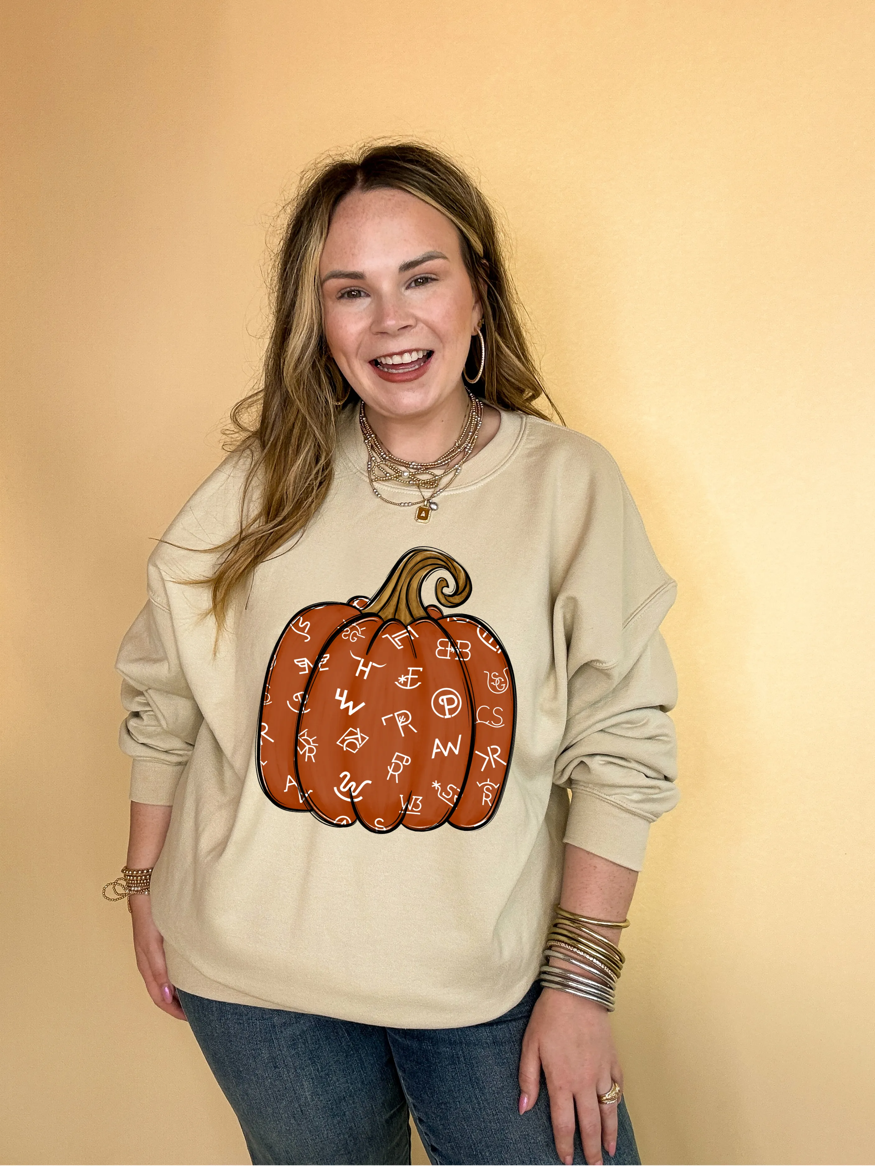 Online Exclusive | Brown Branded Icon Pumpkin Graphic Sweatshirt in Multiple Color Options