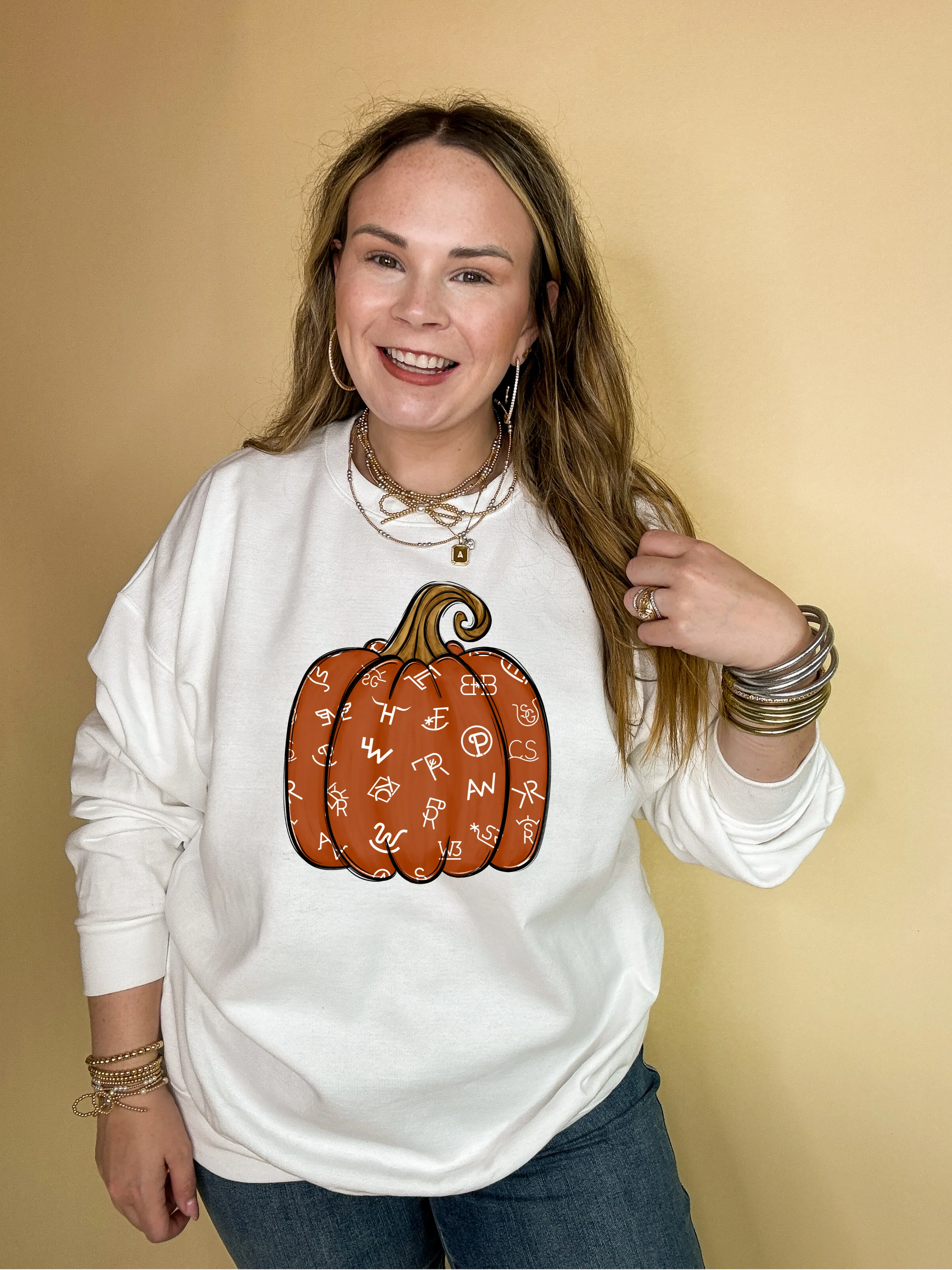 Online Exclusive | Brown Branded Icon Pumpkin Graphic Sweatshirt in Multiple Color Options