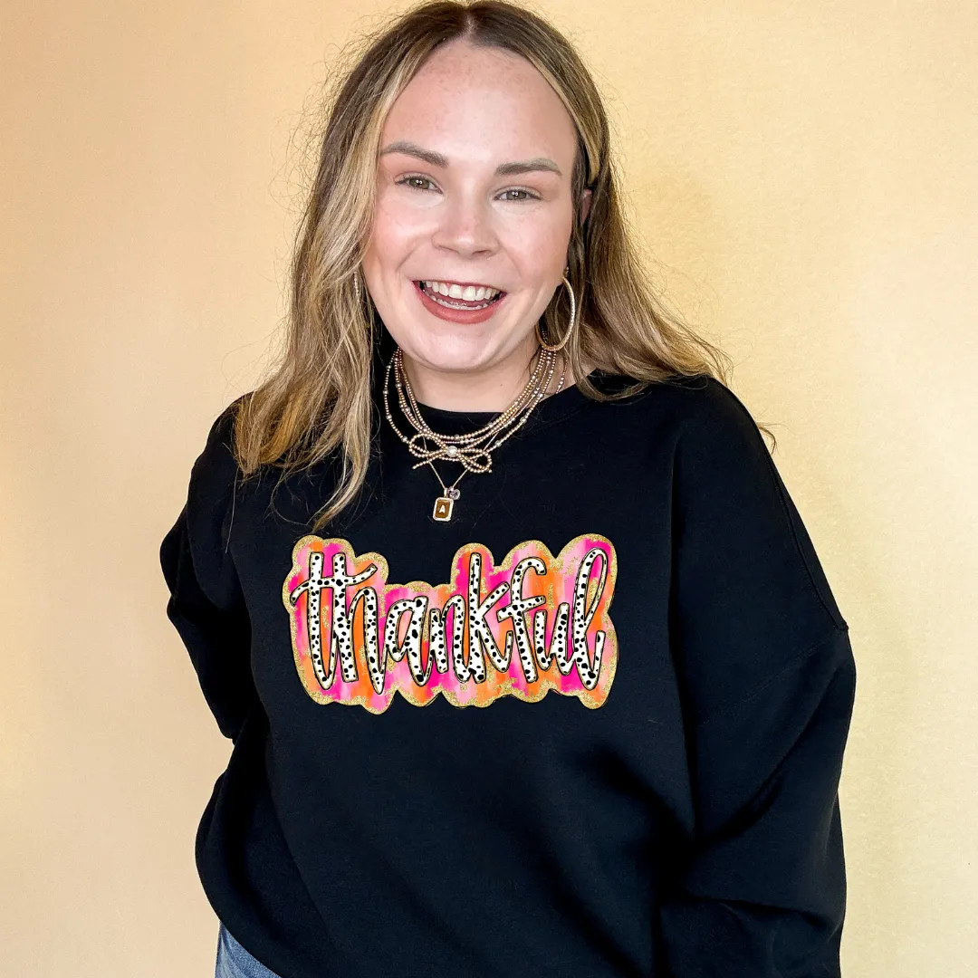 Online Exclusive | Thankful Gold Glitter and Dalmatian Graphic Sweatshirt in Multiple Color Options