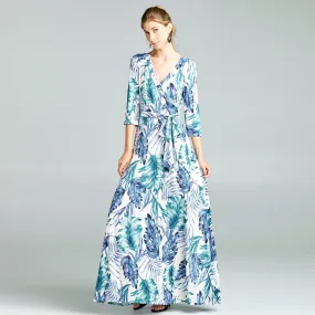 Palm Leaf Venechia Maxi Wrap Dress