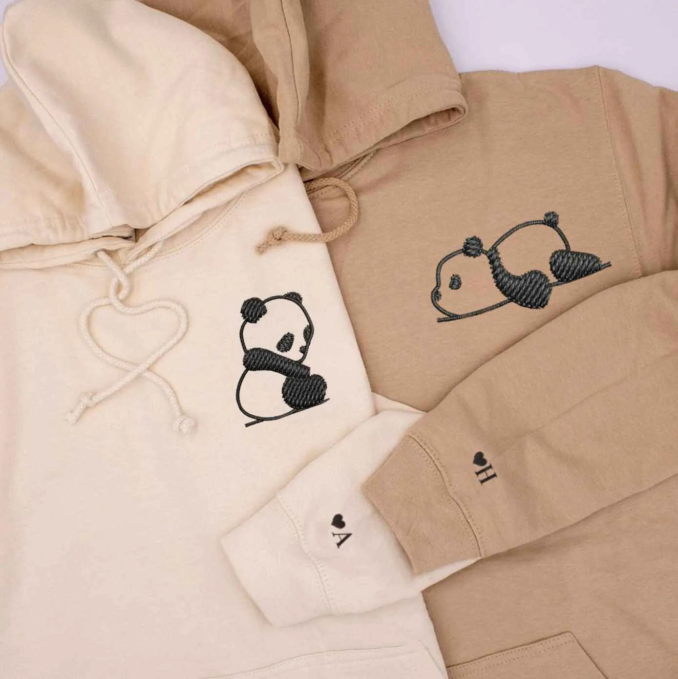 Panda Couple Sweatshirts - Custom Embroidered Matching Hoodies For Couples