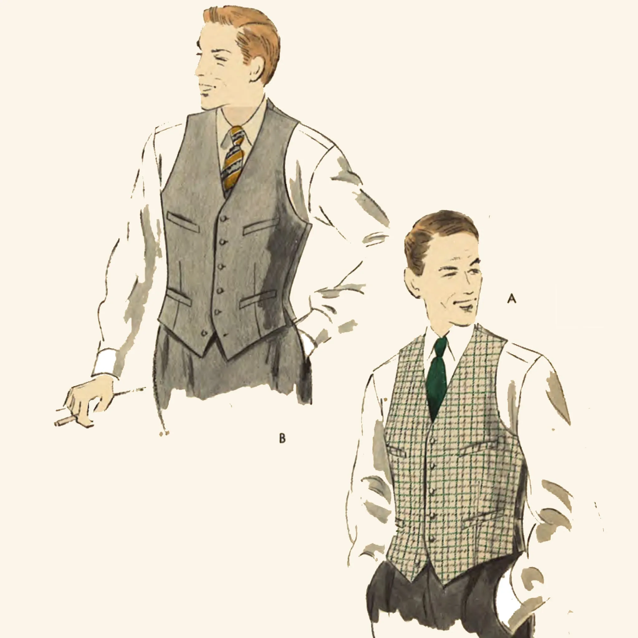 PDF - 1950s Pattern, Men's Vest Waistcoat -  Chest 38” (97cm) - Instantly  Print at Home