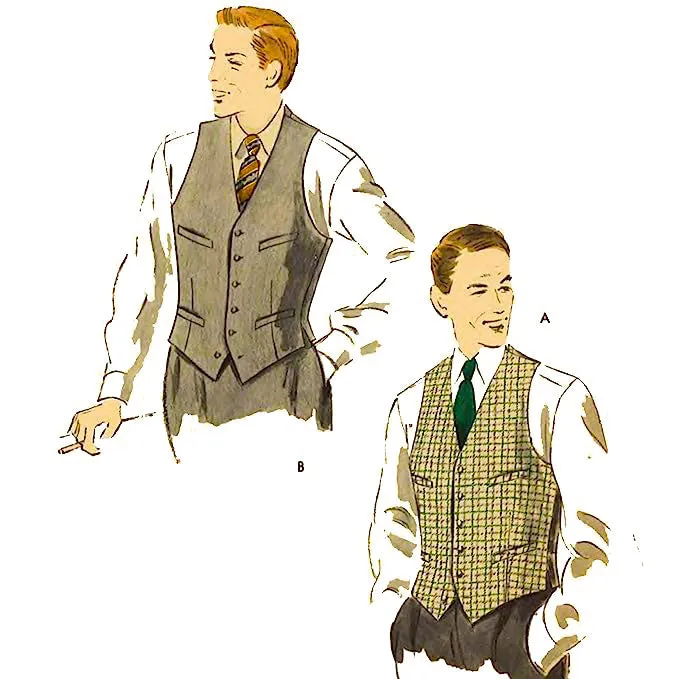 PDF - 1950s Pattern, Men's Vest Waistcoat -  Chest 38” (97cm) - Instantly  Print at Home