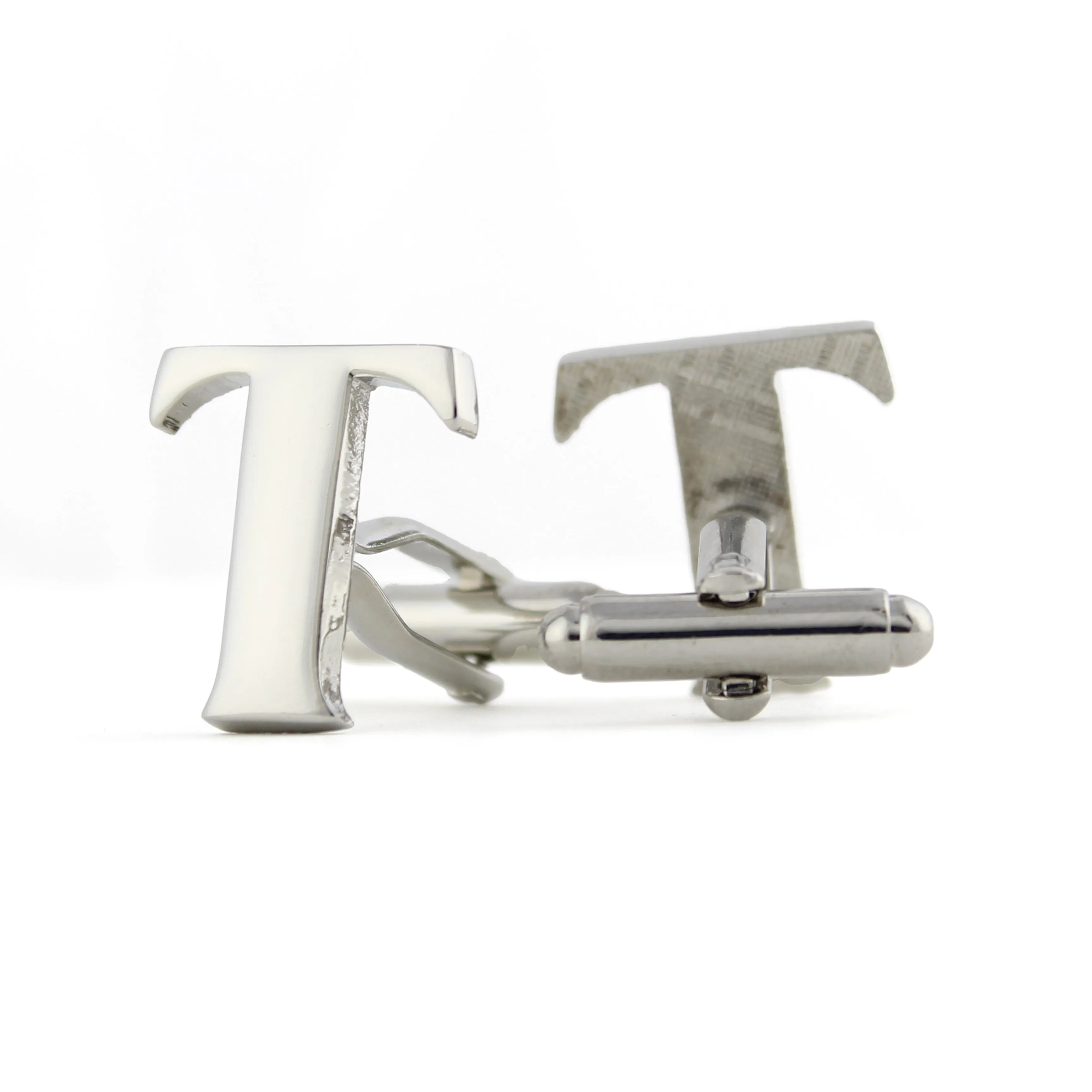 Peluche Silver Coloured Alphabet Cufflink (Letter T)