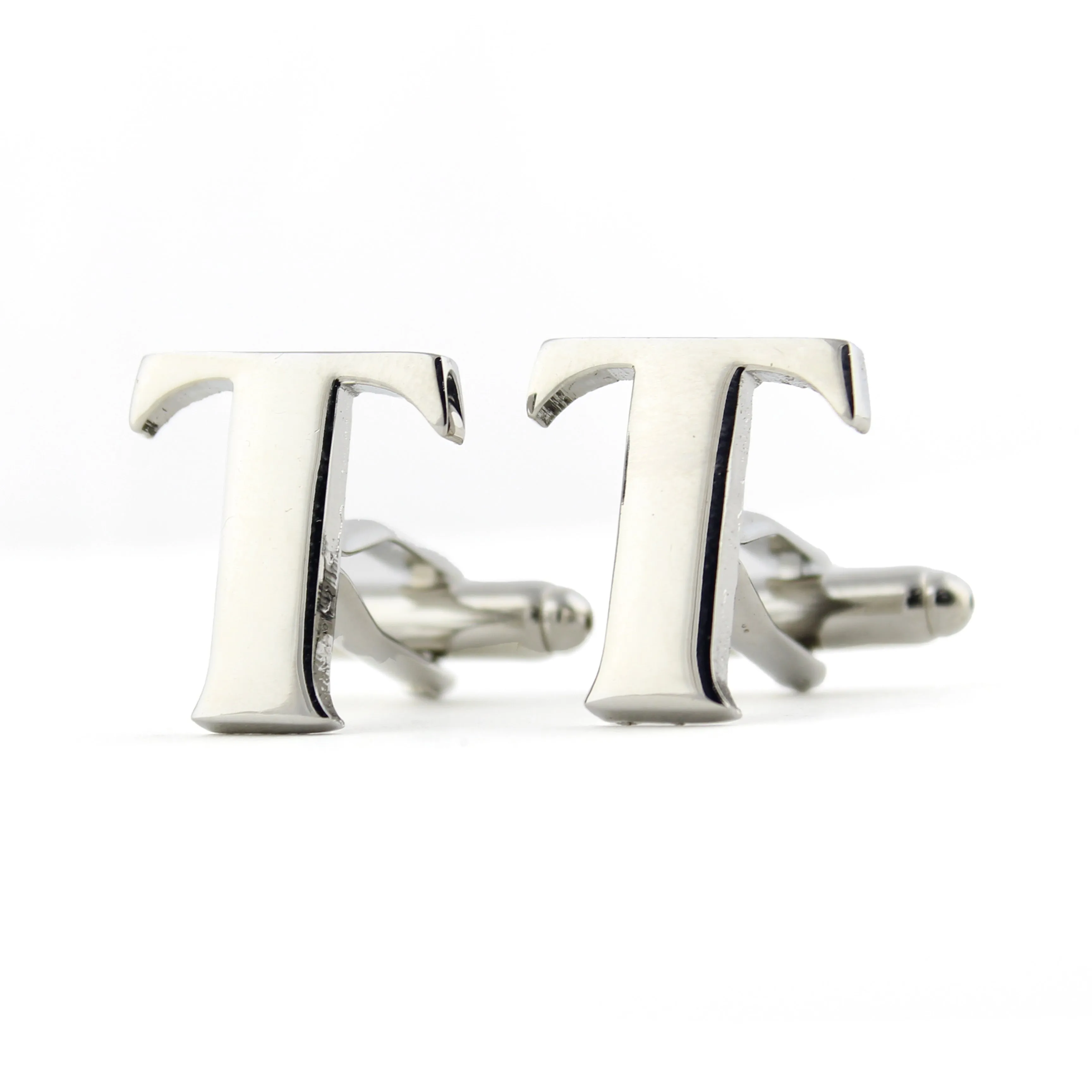 Peluche Silver Coloured Alphabet Cufflink (Letter T)