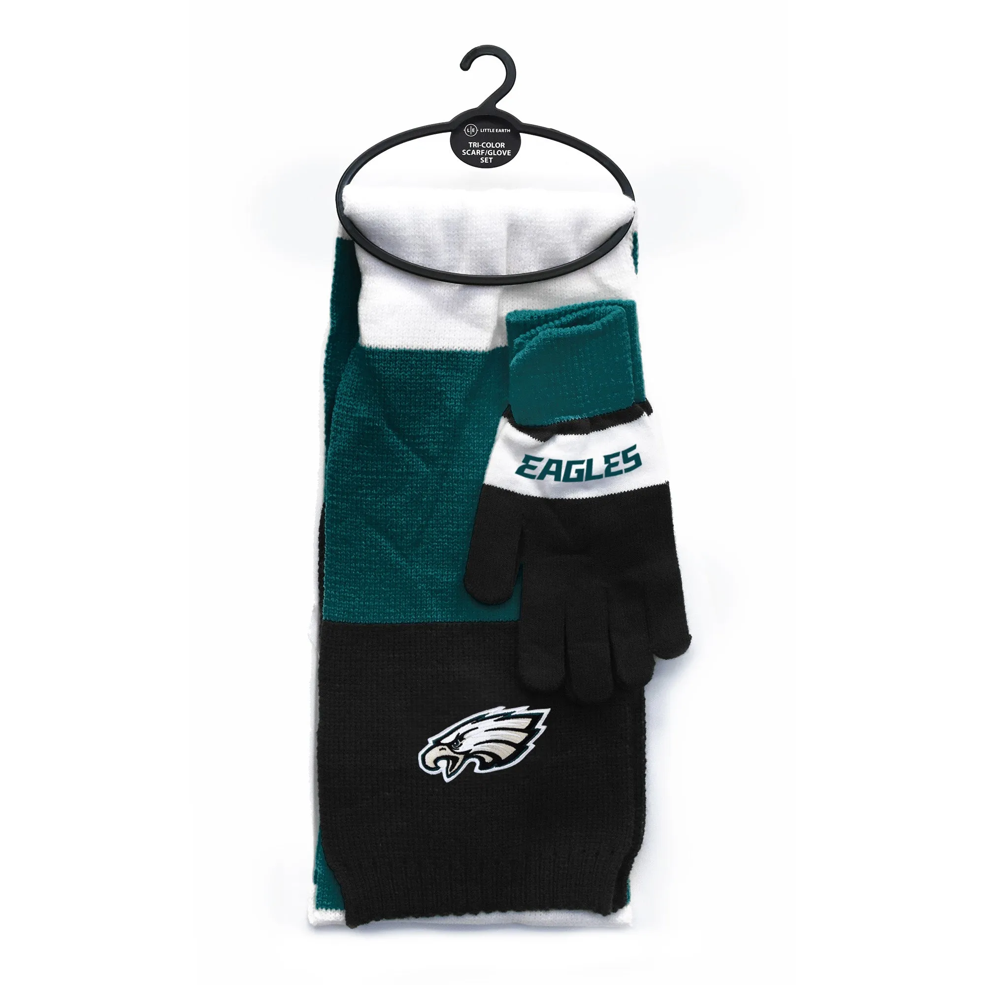 PHILADELPHIA EAGLES TRI-COLOR SCARF AND GLOVE SET