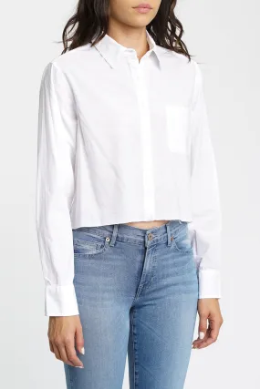 PISTOLA - Sloane Long Sleeve Cropped Poplin Shirt in Blanc