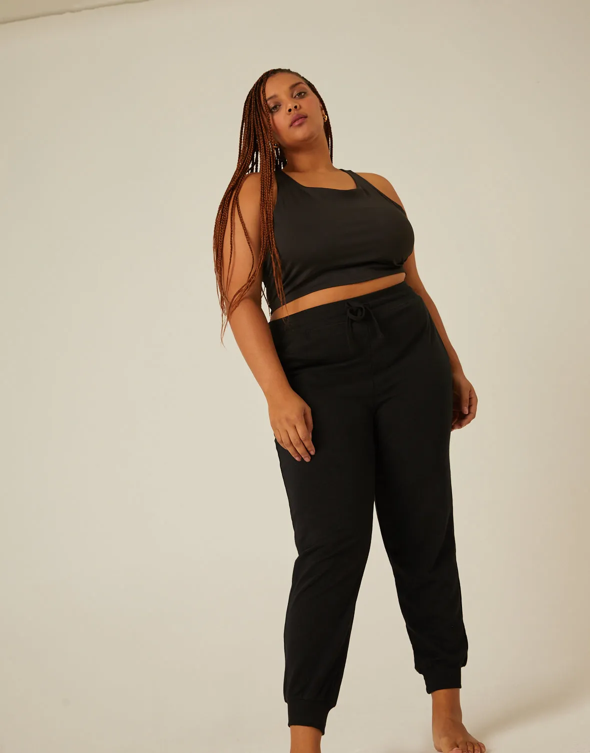 Plus Size Lightweight Stretch Knit Joggers