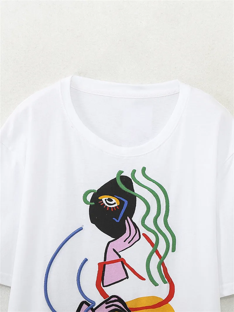 Pre Order:  Abstract Sitting Woman Appliqué T-Shirt