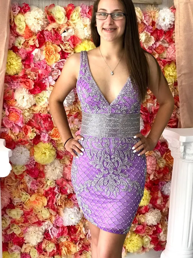 Primavera Couture 3514 Size 00 Hot Pink Beaded short cocktail dress homecoming Formal Fitted Gown