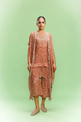 "Arlette" Chiffon Kurta-Pants with a cape