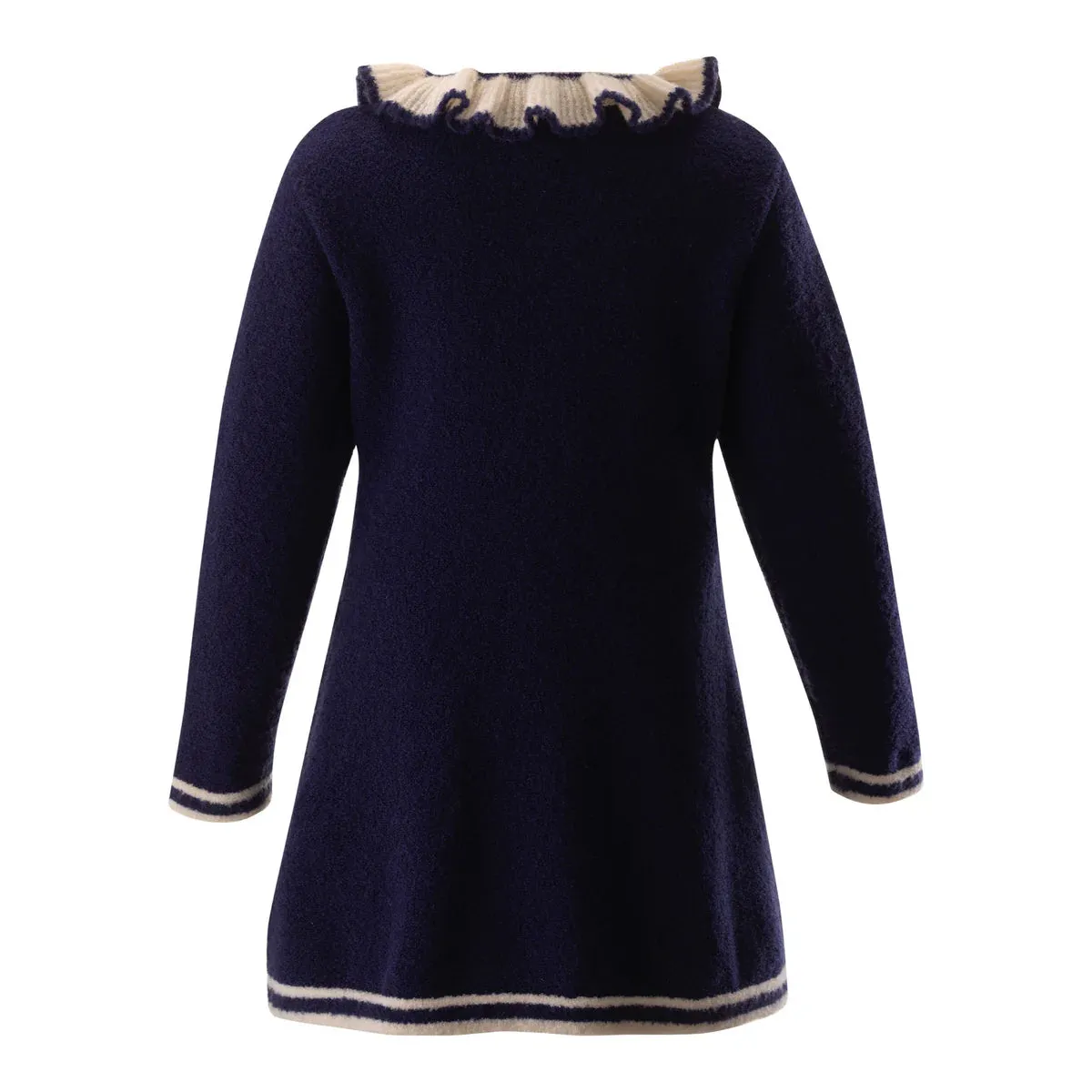 Rachel Riley Navy Knit Frill Dress