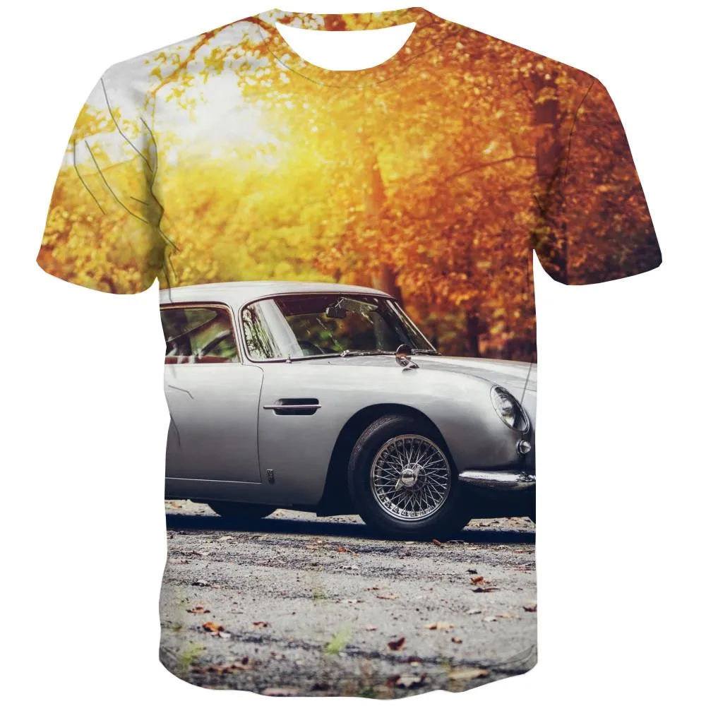 Racing Car T-shirt Men Metal Tshirts Casual City T-shirts 3d Gray T shirts Funny Retro Tshirts Cool