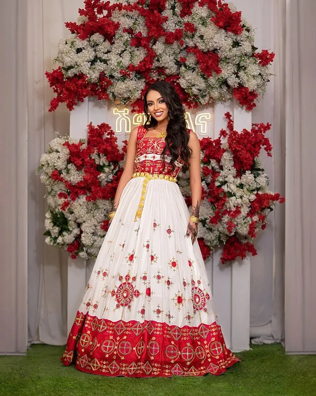 Red Design Habesha Wedding Dress Gorgeous Habesha Dress For Wedding