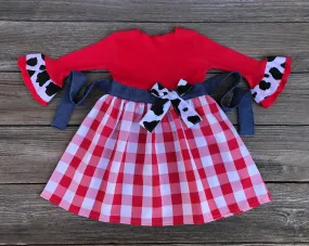 Red White Denim Gingham Dress