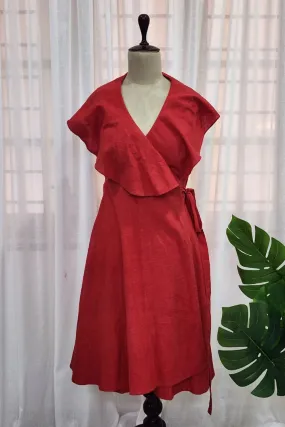 Red wrap dress