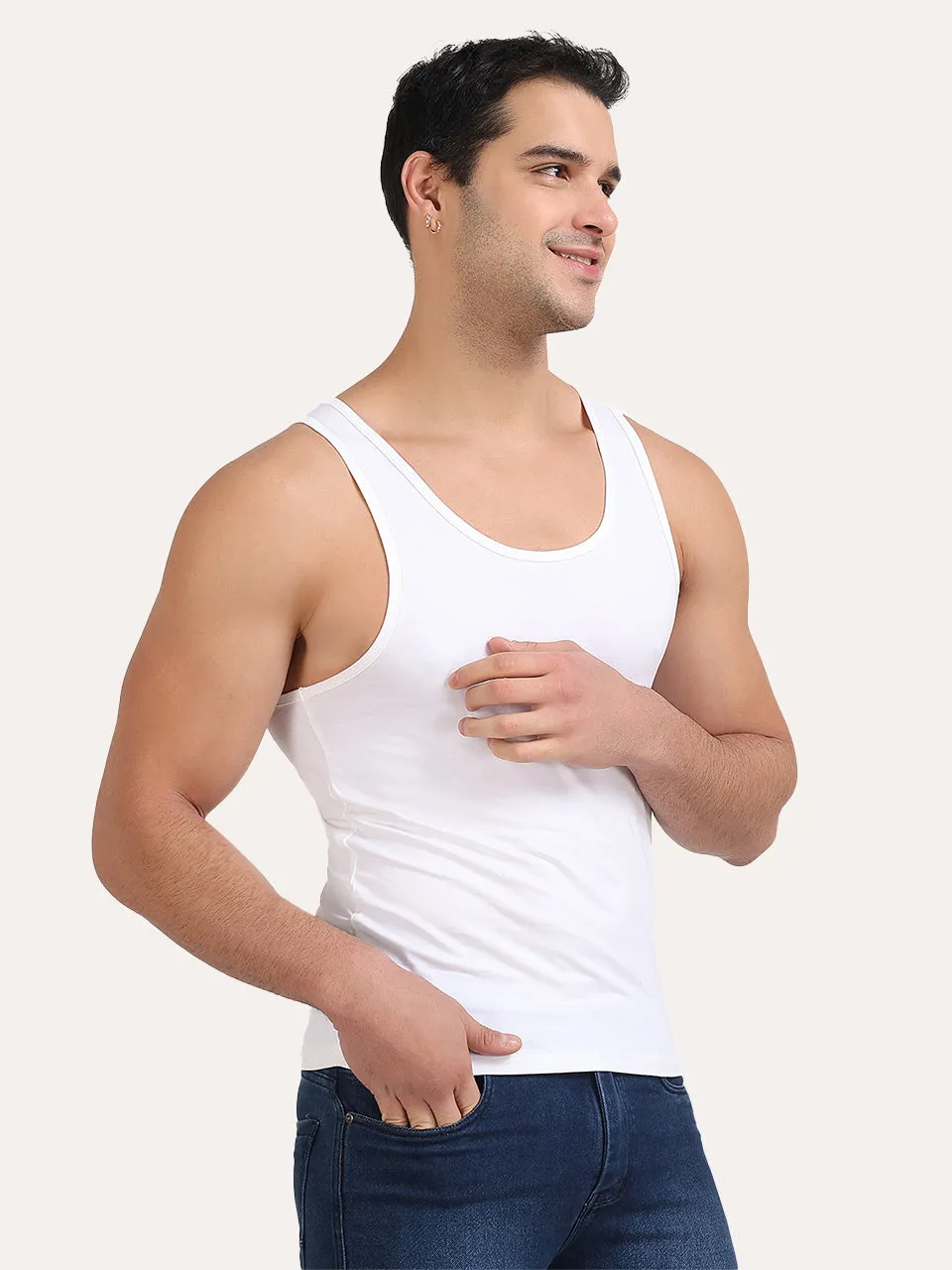 Regular Fit Organic Cotton Comfort Vest for Men-Pack of 4