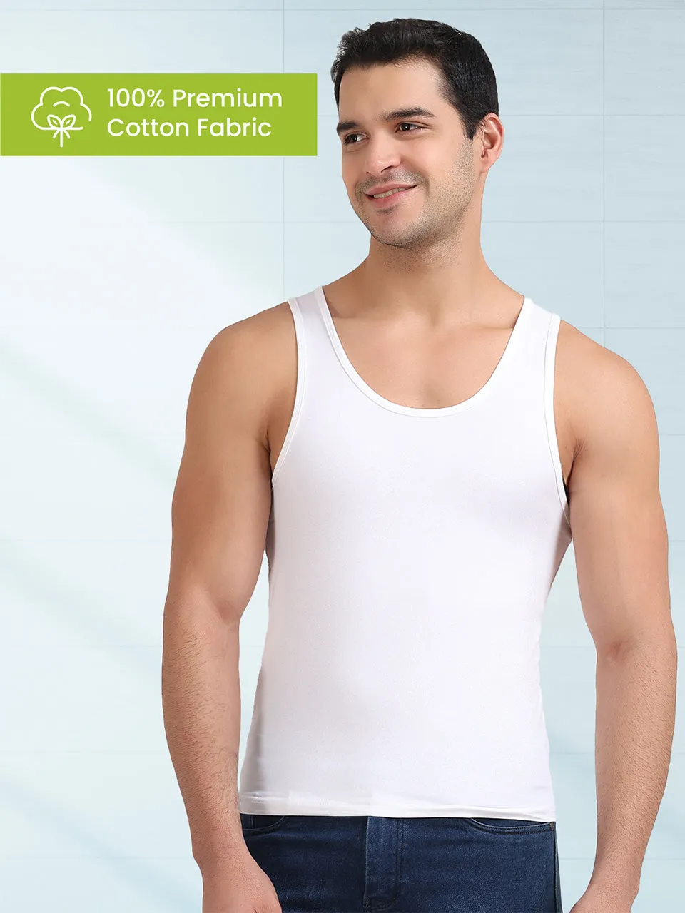 Regular Fit Organic Cotton Comfort Vest for Men-Pack of 4