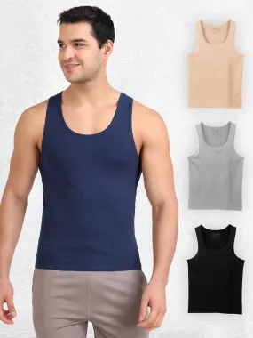 Regular Fit Organic Cotton Comfort Vest for Men-Pack of 4