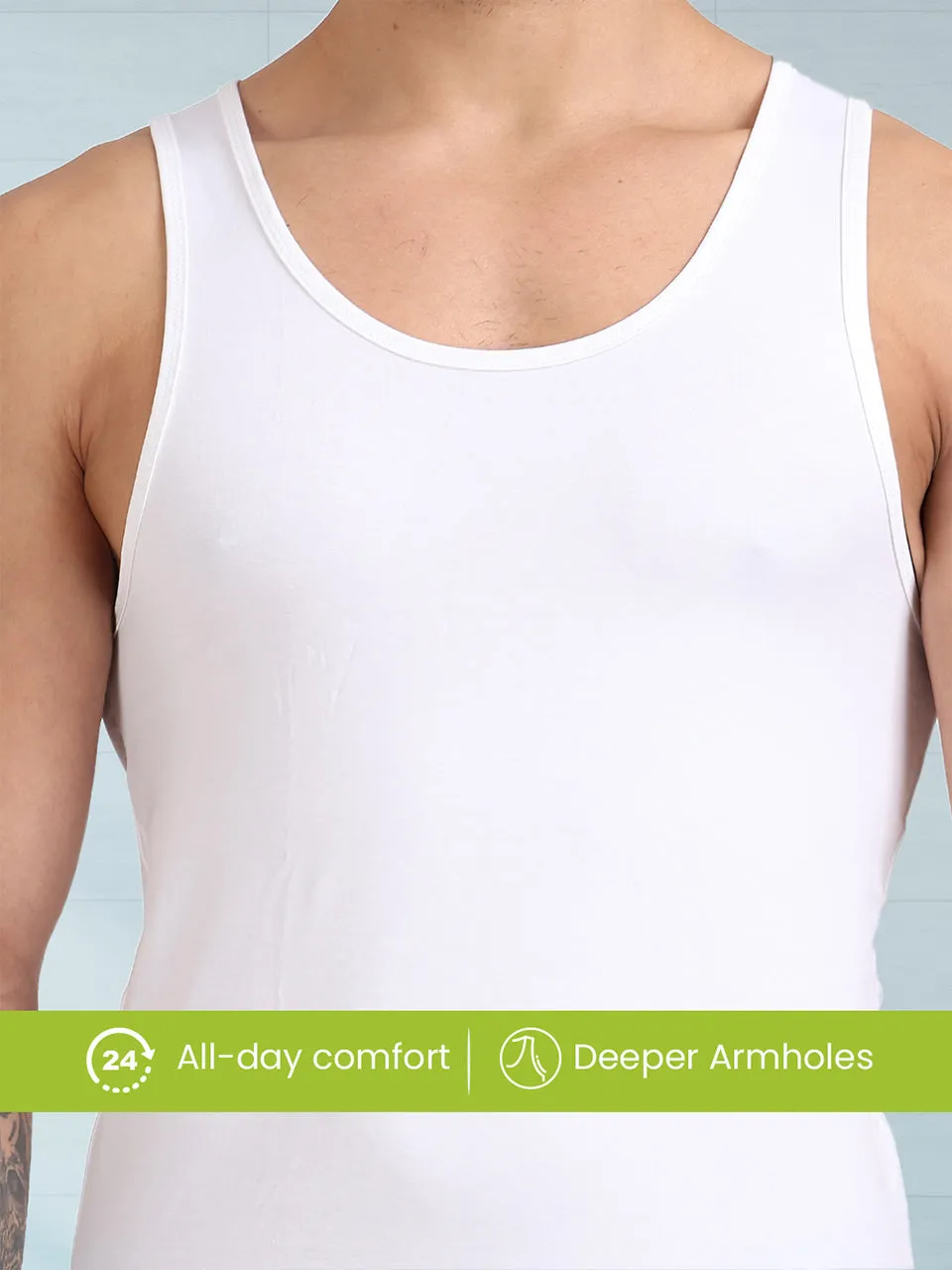 Regular Fit Organic Cotton Comfort Vest for Men-Pack of 4