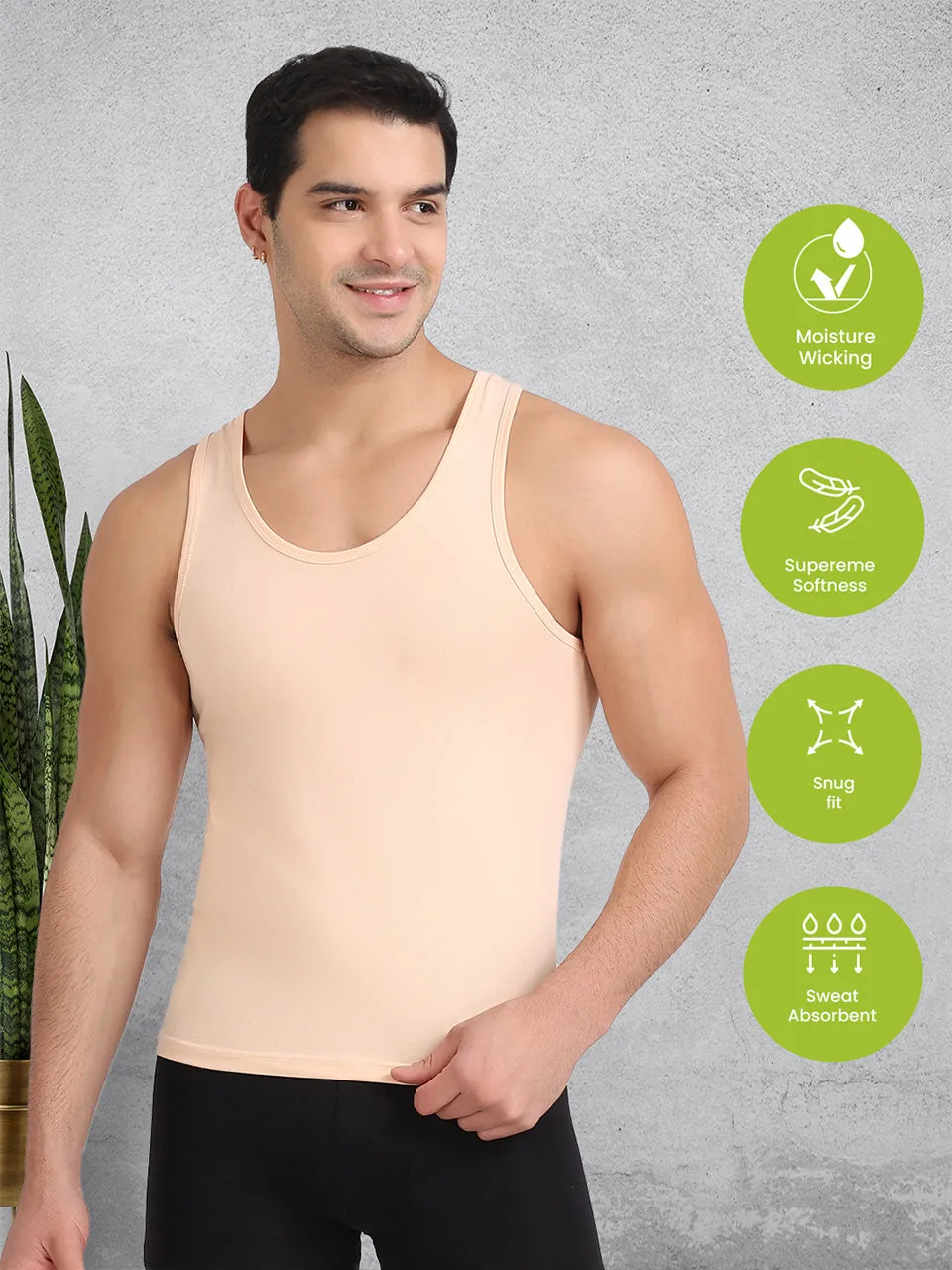 Regular Fit Organic Cotton Comfort Vest for Men-Pack of 4