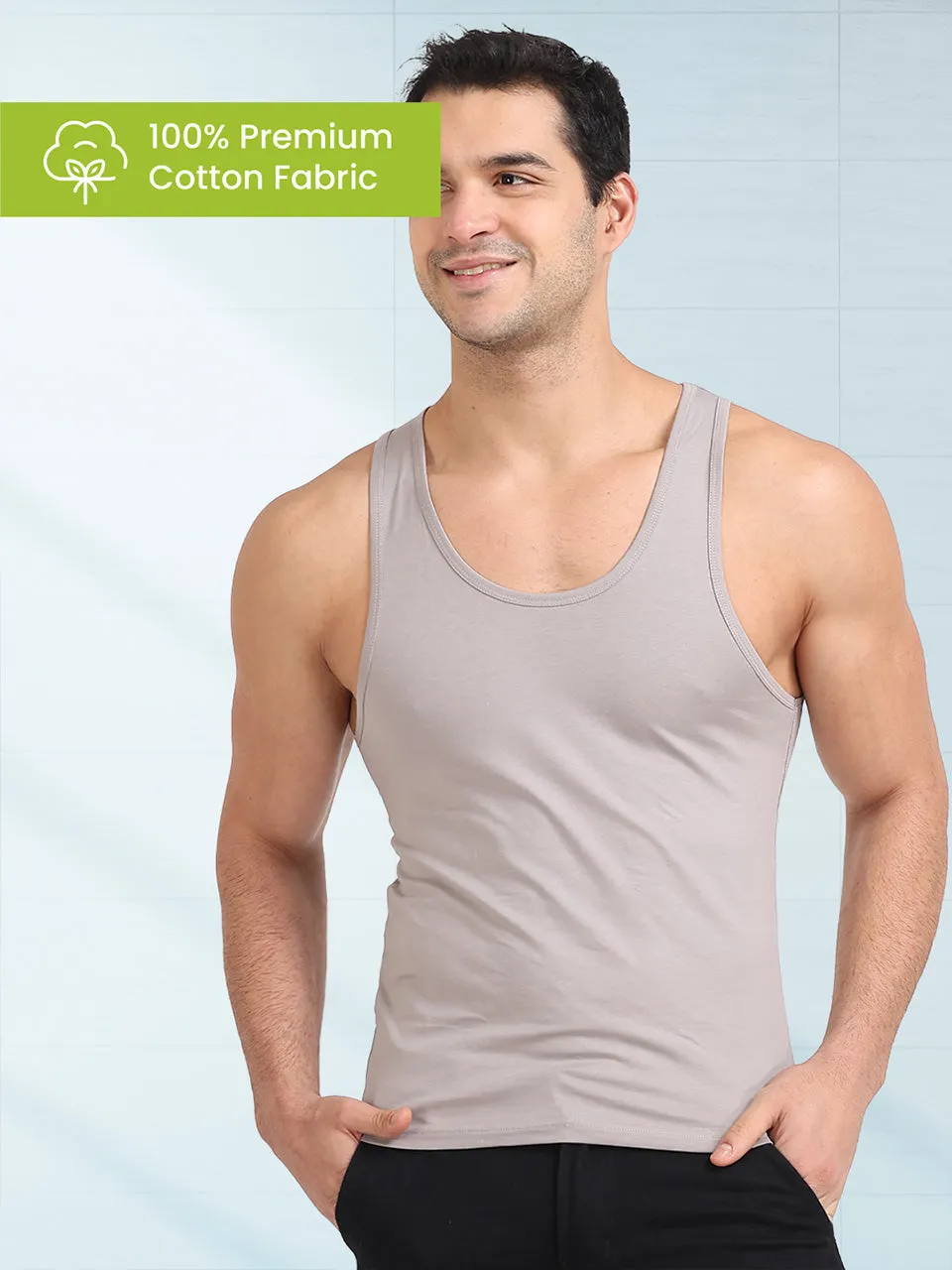 Regular Fit Organic Cotton Comfort Vest for Men-Pack of 4