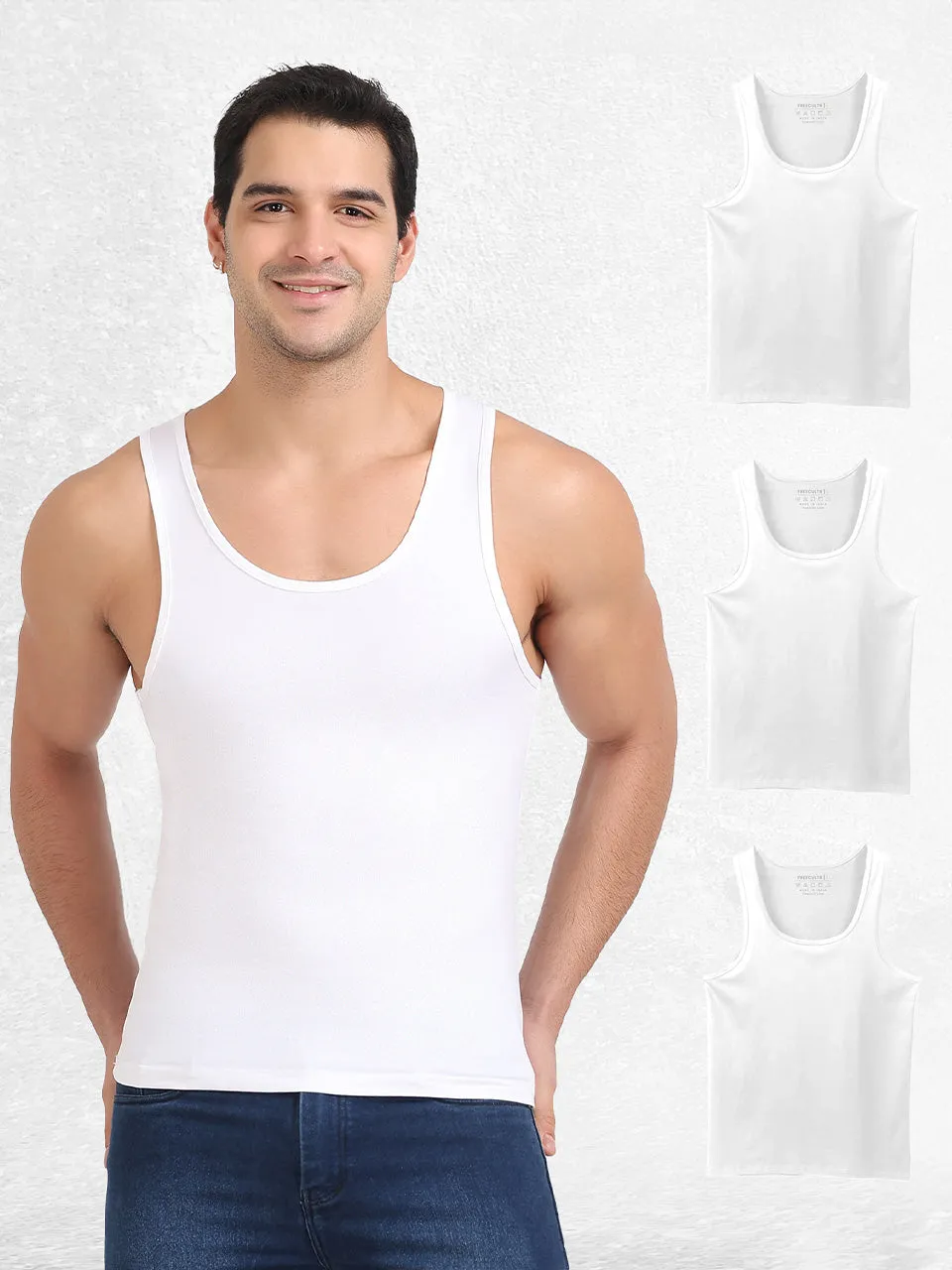 Regular Fit Organic Cotton Comfort Vest for Men-Pack of 4