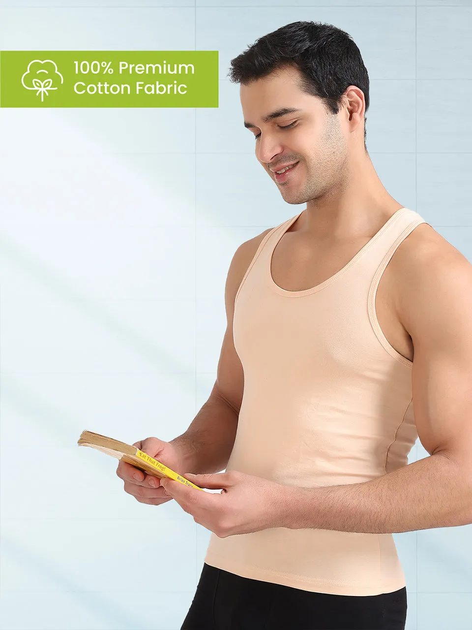 Regular Fit Organic Cotton Comfort Vest for Men-Pack of 4